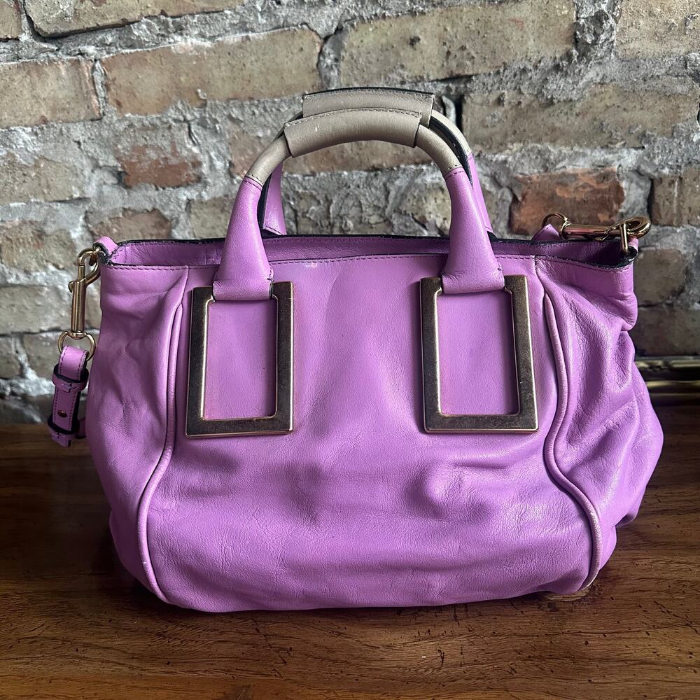 Vintage Chloe Ethel Purple Leather 2 Way Satchel - Picture 3 of 14